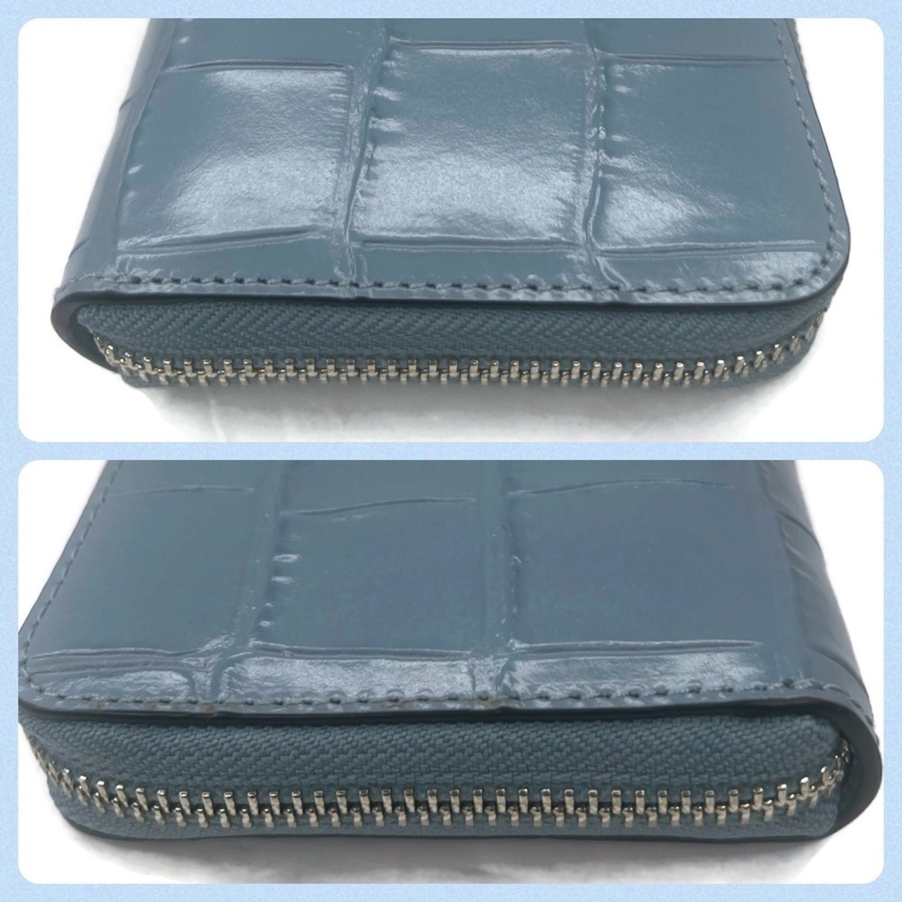 Coach Blue Leather Croc Full-Sized Wallet - Picture 3 of 5